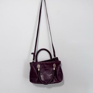 Cole‎ Haan Benson Leather Croc Embossed Mini Satchel bag Burgundy, crossbody